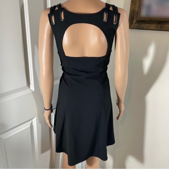 Free People Black Backless Dress With Silver Hoops - Picture 2 of 3